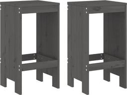 vidaXL - Barkrukken - 2 - st - 40x36x75 - cm - massief - grenenhout - grijs