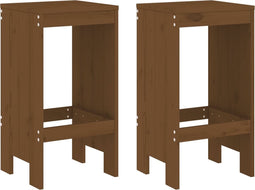 vidaXL - Barkrukken - 2 - st - 40x36x75 - cm - massief - grenenhout - honingbruin