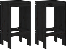 vidaXL - Barkrukken - 2 - st - 40x36x75 - cm - massief - grenenhout - zwart