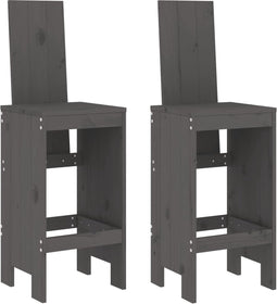 vidaXL - Barkrukken - 2 - st - 40x42x120 - cm - massief - grenenhout - grijs
