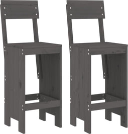 vidaXL - Barkrukken - 2 - st - 40x48,5x115,5 - cm - massief - grenenhout - grijs