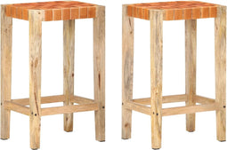 vidaXL - Barkrukken - 2 - st - 75 - cm - echt - leer - bruin