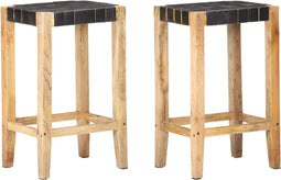vidaXL - Barkrukken - 2 - st - echt - leer - 75 - cm - zwart