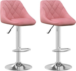 vidaXL-Barkrukken-2-st-fluweel-roze