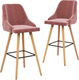 vidaXL - Barkrukken - 2 - st - fluweel - roze