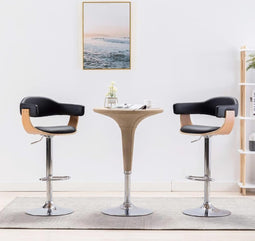 vidaXL - Barkrukken - 2 - st - gebogen - hout - en - kunstleer - zwart