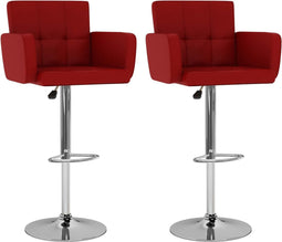 vidaXL - Barkrukken - 2 - st - kunstleer - wijnrood