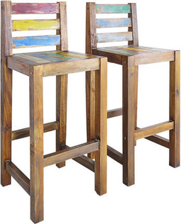 vidaXL - Barkrukken - 2 - st - massief - gerecycled - hout