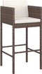 vidaXL - Barkrukken - 2 - st - met - kussens - poly - rattan - bruin