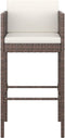 vidaXL - Barkrukken - 2 - st - met - kussens - poly - rattan - bruin