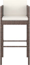 vidaXL - Barkrukken - 2 - st - met - kussens - poly - rattan - bruin