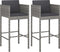 vidaXL - Barkrukken - 2 - st - met - kussens - poly - rattan - grijs