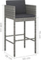 vidaXL - Barkrukken - 2 - st - met - kussens - poly - rattan - grijs