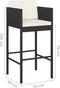 vidaXL - Barkrukken - 2 - st - met - kussens - poly - rattan - zwart