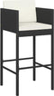vidaXL - Barkrukken - 2 - st - met - kussens - poly - rattan - zwart