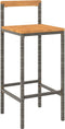 vidaXL - Barkrukken - 2 - st - poly - rattan - en - massief - acaciahout - grijs