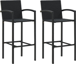 vidaXL - Barkrukken - 2 - st - poly - rattan - zwart