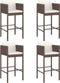 vidaXL - Barkrukken - 4 - st - met - kussens - poly - rattan - bruin