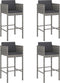 vidaXL - Barkrukken - 4 - st - met - kussens - poly - rattan - grijs