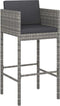 vidaXL - Barkrukken - 4 - st - met - kussens - poly - rattan - grijs