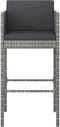 vidaXL - Barkrukken - 4 - st - met - kussens - poly - rattan - grijs