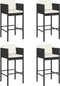vidaXL - Barkrukken - 4 - st - met - kussens - poly - rattan - zwart