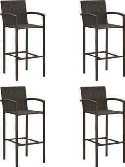 vidaXL - Barkrukken - 4 - st - poly - rattan - bruin