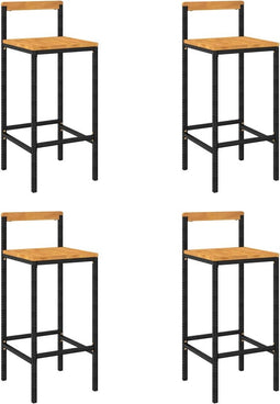 vidaXL - Barkrukken - 4 - st - poly - rattan - en - massief - acaciahout - zwart