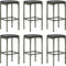 vidaXL - Barkrukken - 6 - st - met - kussens - poly - rattan - grijs