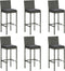 vidaXL - Barkrukken - 6 - st - met - kussens - poly - rattan - grijs