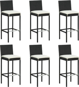 vidaXL - Barkrukken - 6 - st - met - kussens - poly - rattan - zwart