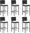 vidaXL - Barkrukken - 6 - st - met - kussens - poly - rattan - zwart