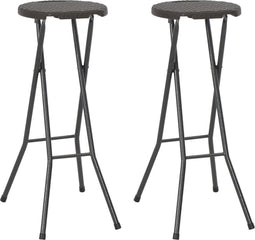 vidaXL - Barkrukken - inklapbaar - 2 - st - rattan - look - HDPE - en - staal - bruin