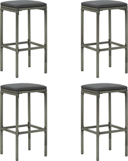 vidaXL - Barkrukken - met - kussens - 4 - st - poly - rattan - grijs