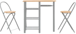 vidaXL - Barset - 3-delig - bewerkt - hout - en - ijzer - grijs - en - bruin
