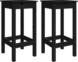vidaXL - Barstoelen - 2 - st - 40x40x78 - cm - massief - grenenhout - zwart