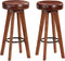 vidaXL - Barstoelen - 2 - st - echt - leer - en - massief - acaciahout