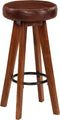 vidaXL - Barstoelen - 2 - st - echt - leer - en - massief - acaciahout