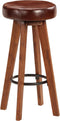 vidaXL - Barstoelen - 2 - st - echt - leer - en - massief - acaciahout