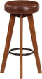 vidaXL - Barstoelen - 2 - st - echt - leer - en - massief - acaciahout