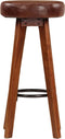 vidaXL - Barstoelen - 2 - st - echt - leer - en - massief - acaciahout
