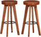 vidaXL - Barstoelen - 2 - st - echt - leer - en - massief - acaciahout