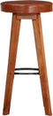 vidaXL - Barstoelen - 2 - st - echt - leer - en - massief - acaciahout