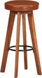 vidaXL - Barstoelen - 2 - st - echt - leer - en - massief - acaciahout