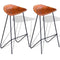 vidaXL - Barstoelen - 2 - st - echt - leer - zwart - en - bruin