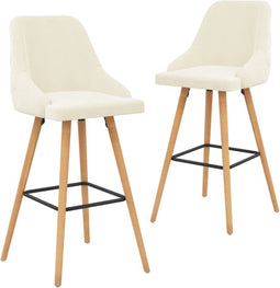vidaXL - Barstoelen - 2 - st - fluweel - crème