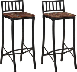 vidaXL - Barstoelen - 2 - st - massief - gerecycled - hout