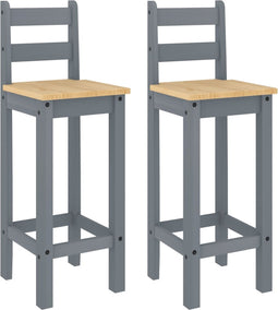 vidaXL - Barstoelen - 2 - st - massief - grenenhout - grijs