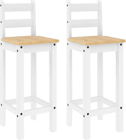 vidaXL - Barstoelen - 2 - st - massief - grenenhout - wit