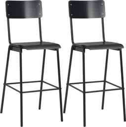 vidaXL - Barstoelen - 2 - st - massief - multiplex - staal - zwart
